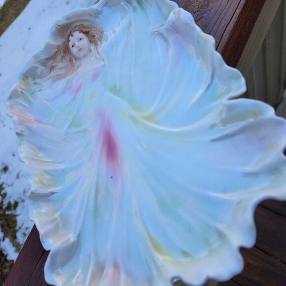 Royal Bayreuth Art Nouveau Lady Figural Woman Dresser Tray Bavaria Blue Mark 10" - Picture 4 of 7